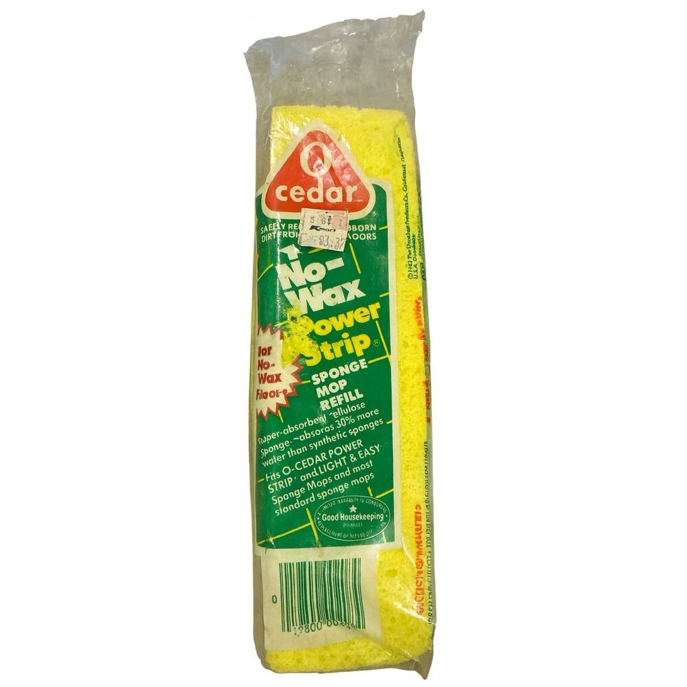O-Cedar No-Wax Power Strip Sponge Mop Refill Cellulose New Sealed Vtg Disc NOS